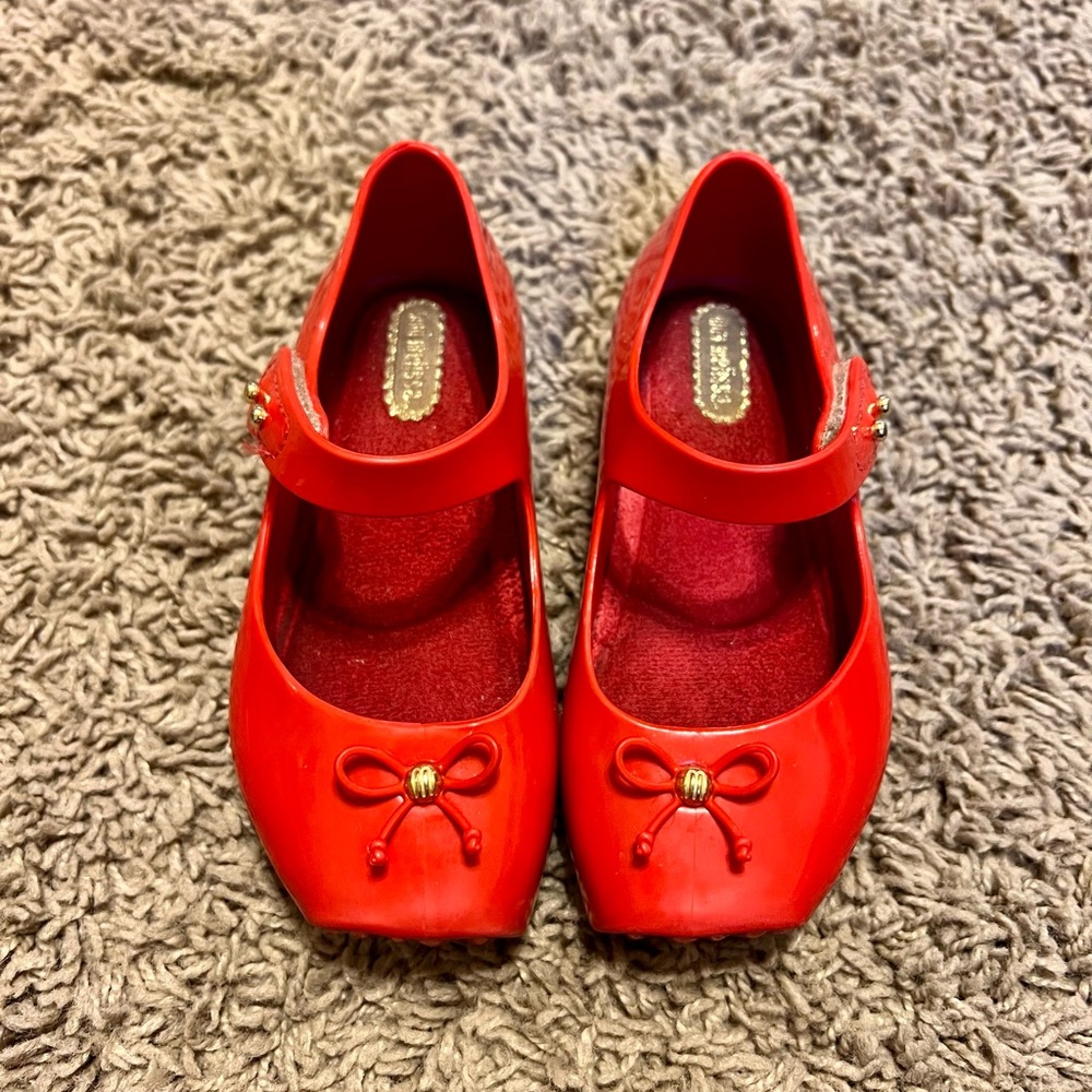 Adorable Red Mini Melissa Ballet Shoes Size 8